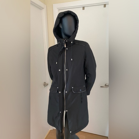 Black Long Water-resistant Fall Jacket - Picture 3 of 10